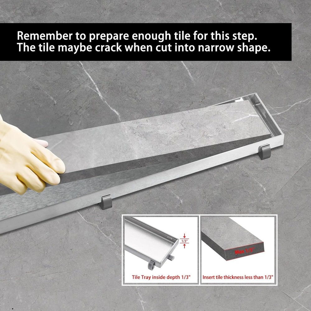 Versatile 24" Stainless Steel Linear Drain with Rust-Resistant Tile Insert Grate