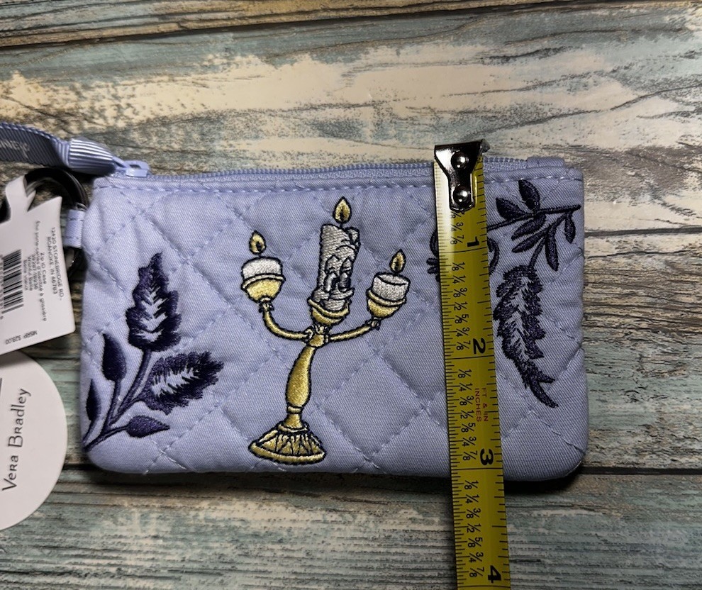 NEW Vera Bradley Disney Zip ID Case Wishful Belle🕯️Lumiere Beauty and the Beast
