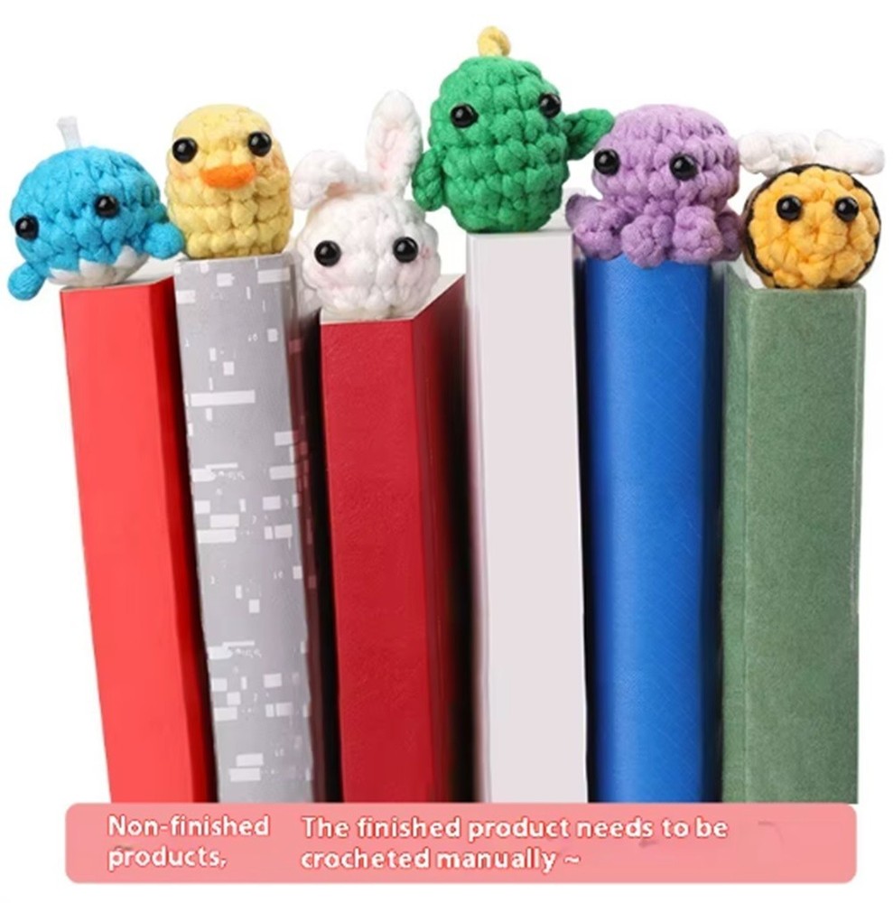 6-Pack Beginner Crochet Kit – Animal Bookmark DIY Set w/ Yarn & Video Tutorials