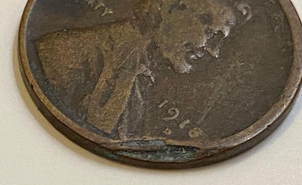 1918 D Lincoln Wheat Cent- Edge Error If Not Damage- Fr/AG