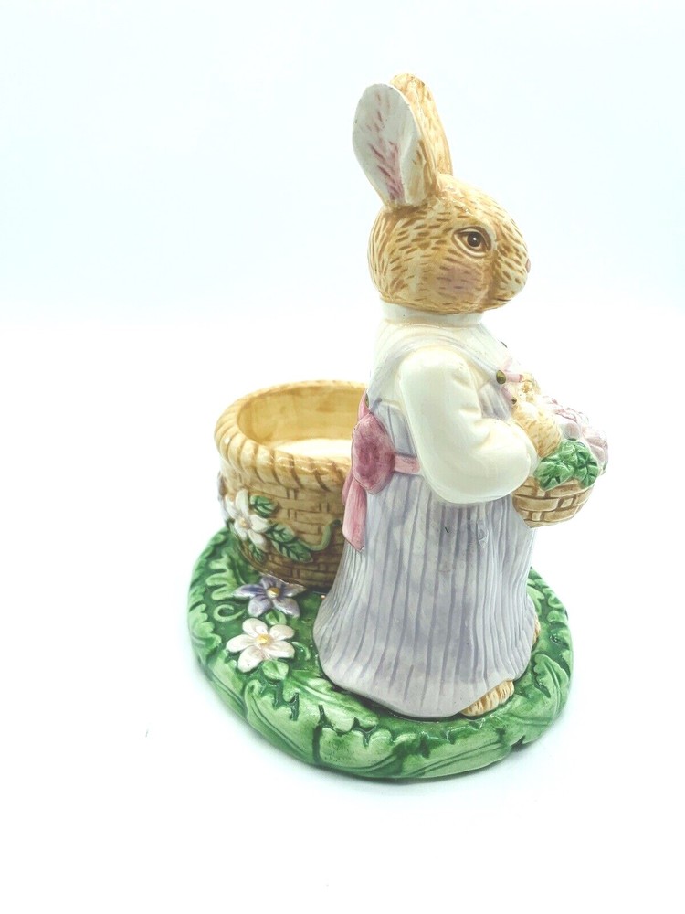 VTG Pair Avon Springtime Collection Easter Bunny Rabbit Ceramic Egg Holders