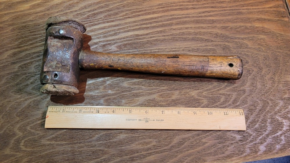 Vintage Rustic GARLAND Raw Hide Soft Blow Hammer Old Tool