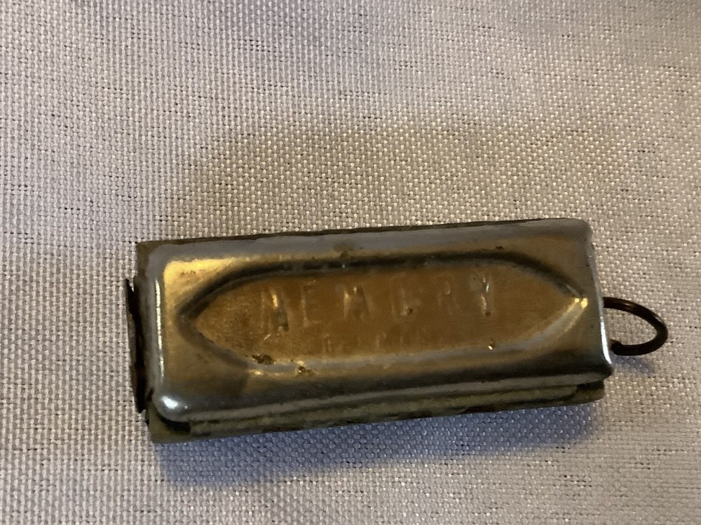 Vintage Memory Harmonica Pendant Marked Germany Wood Silver
