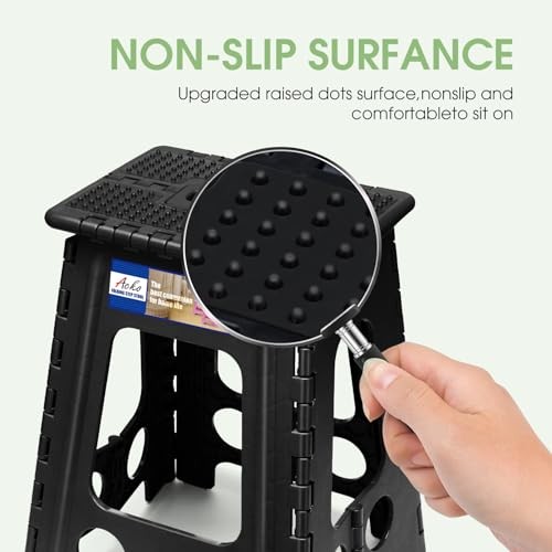 Folding Step Stool Foldable Stools for Adults and 17.5 Inch Dot Black