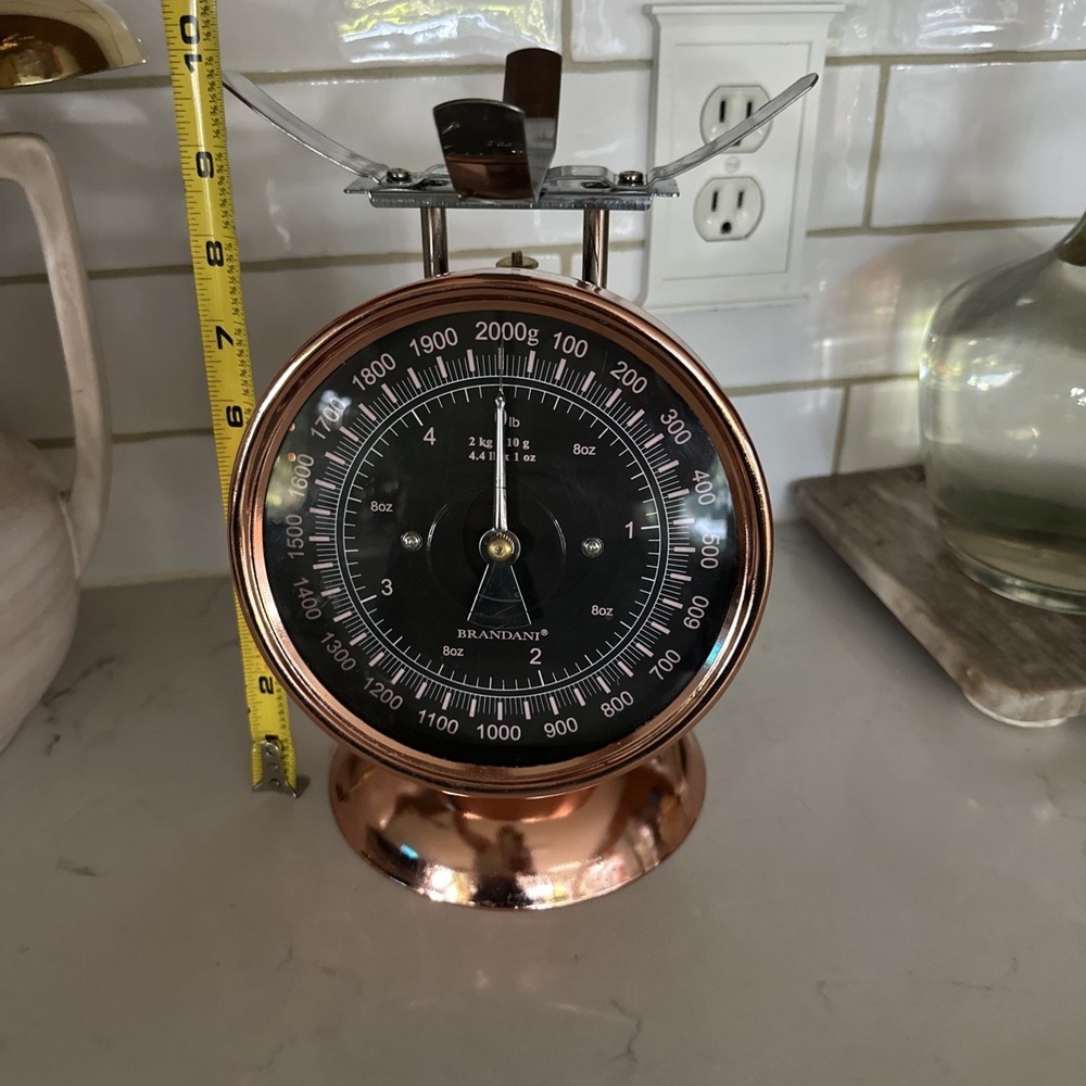 -Brandani Kitchen Scale Chrome & Copper Gram/Ounce Head Lamp Shape