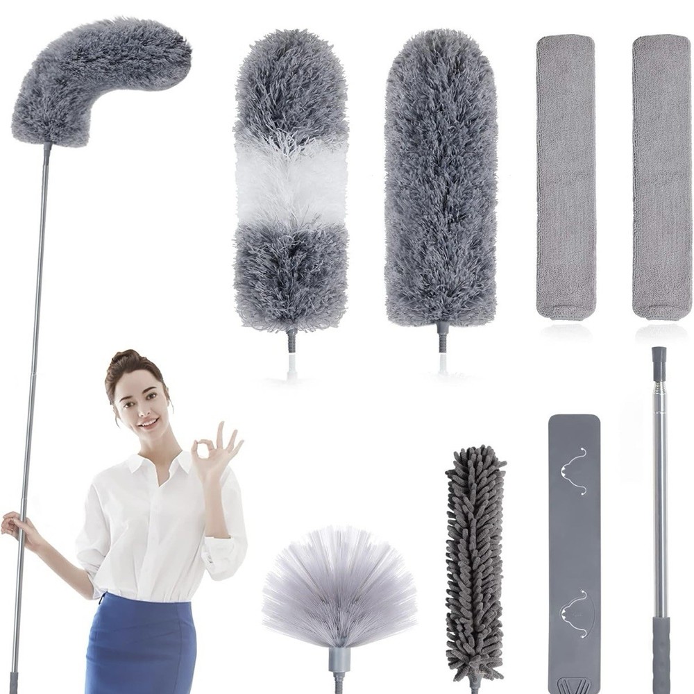 Microfiber Feather Duster 7PCS, Bendable Dusters 100 Inch Extension Pole NEW