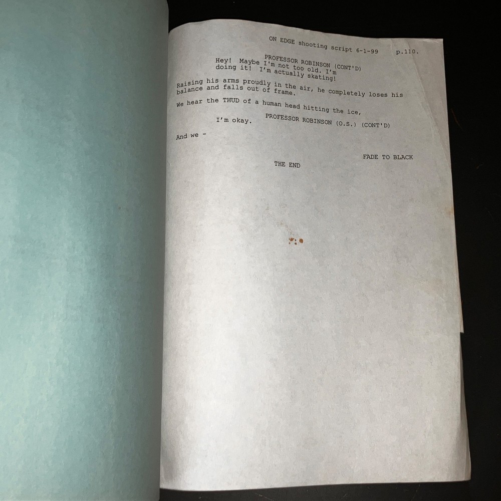 ON EDGE (6/1/99) Plus-Size Skating Comedy - Blue Revised Shooting Script + COA