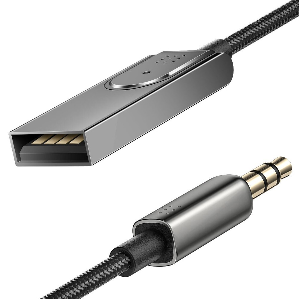 USB to AUX Bluetooth 5.1 Car Adapter 3.5mm Wireless Receiver Hands-Free Mic