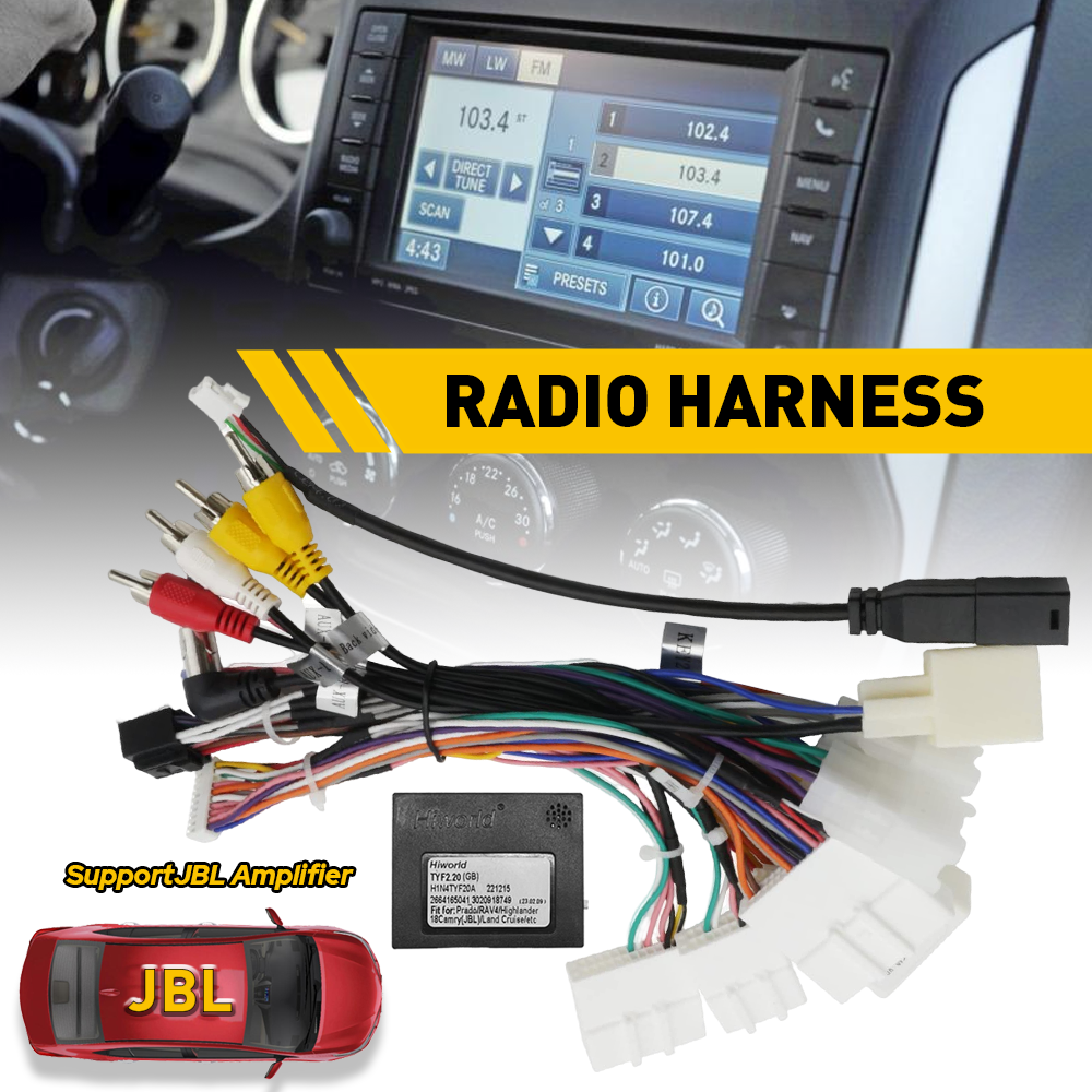 For Toyota Car Stereo Radio Power Harness Cable Wire Adapter Support JBL AMP
