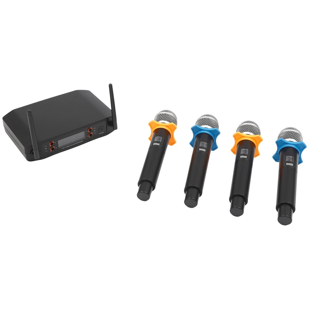 4 Channel Wireless Microphone System Pro Audio UHF Handheld Dynamic Mic Party