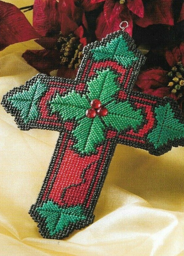 CHRISTMAS CROSS PLASTIC CANVAS PATTERN INSTRUCTIONS
