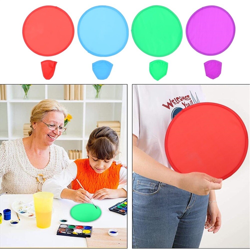 16pcs Foldable Flying Disc Flying Plate Plaything Foldable Fan