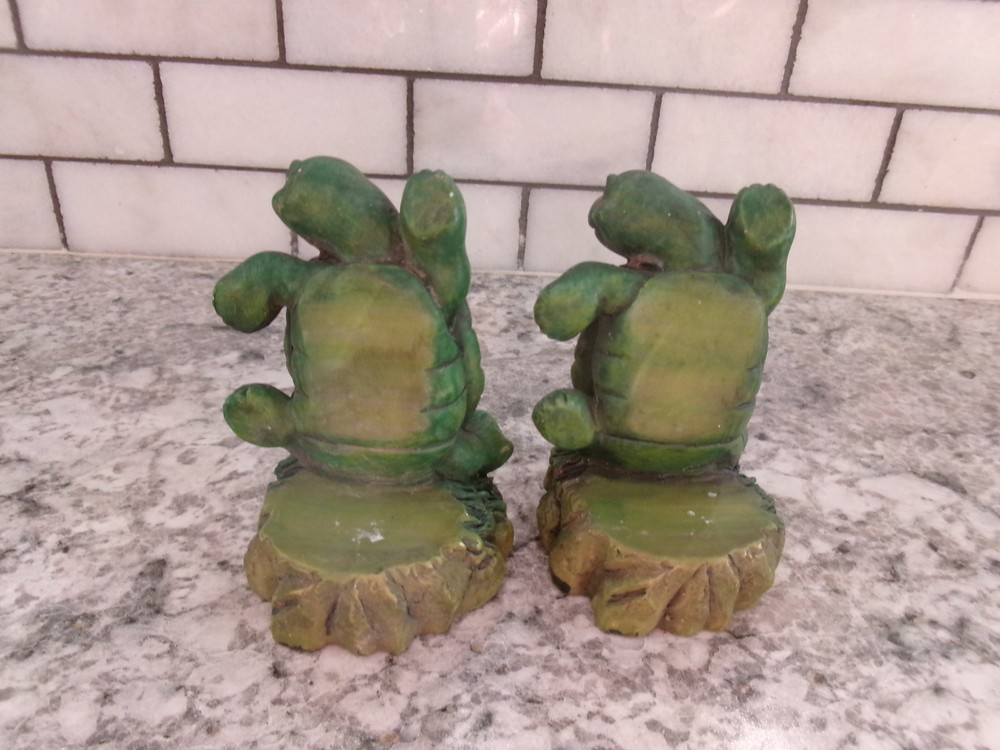 Turtle Figurine's, Book-Ends, Vintage, Pottery, Rustic,