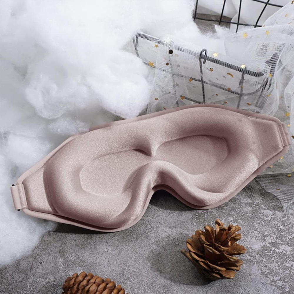 Adjustable Memory Foam Eye Mask - 99% Light Blocking, Zero Pressure, Pink