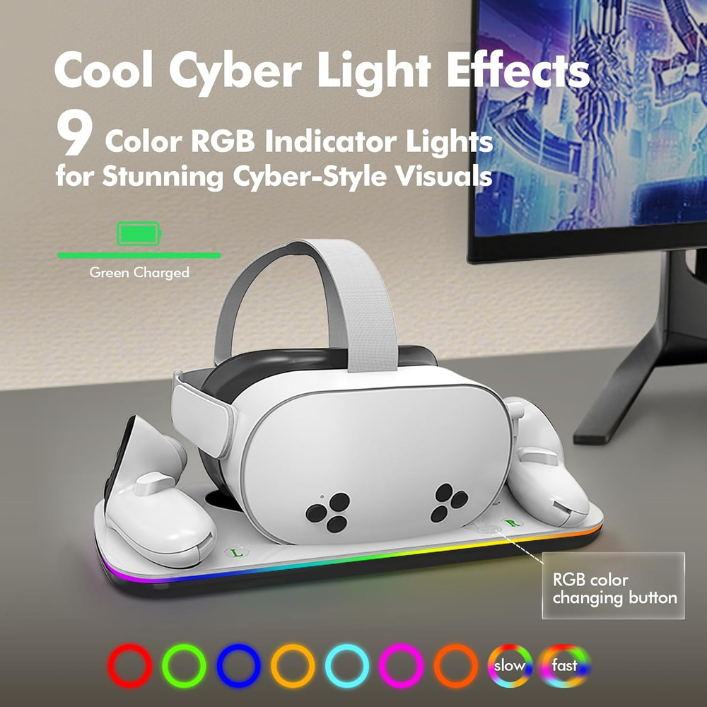 Charging Dock Compatible with Meta Oculus Quest 3/3S, VR Headset Controller Acce