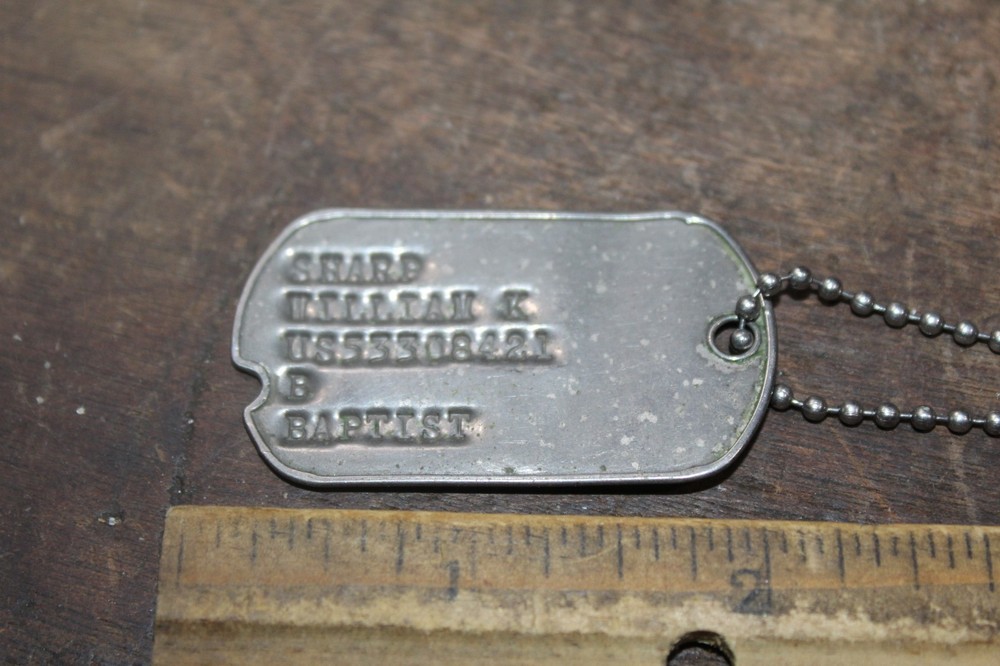 WWII Era Notched Dog Tags William K Sharp Baptist