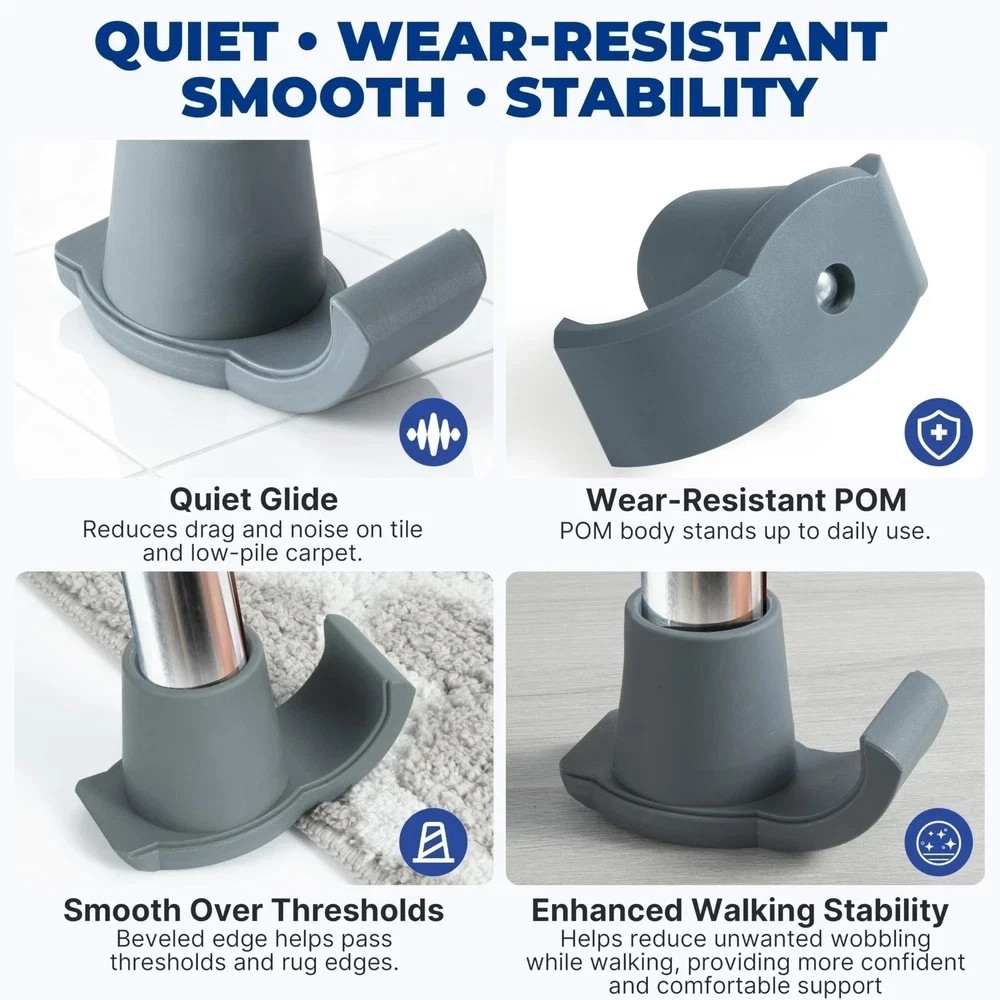 Walker Ski Glides Folding Walker Feet Skids Sliders 4 Pack Gray