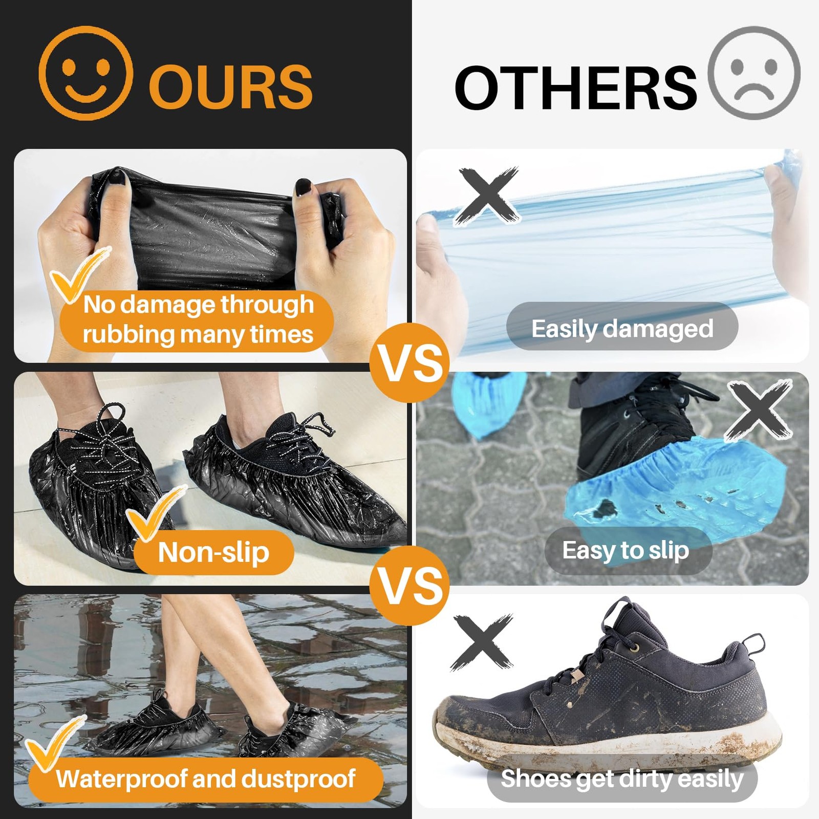 60 Pack Disposable Shoe Covers Waterproof Plastic Booties for Men & Women