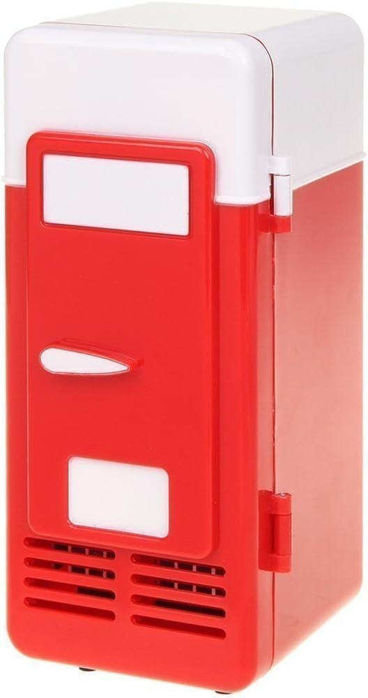 Versatile Mini USB Fridge with Cooling & Heating - Red Design for Office