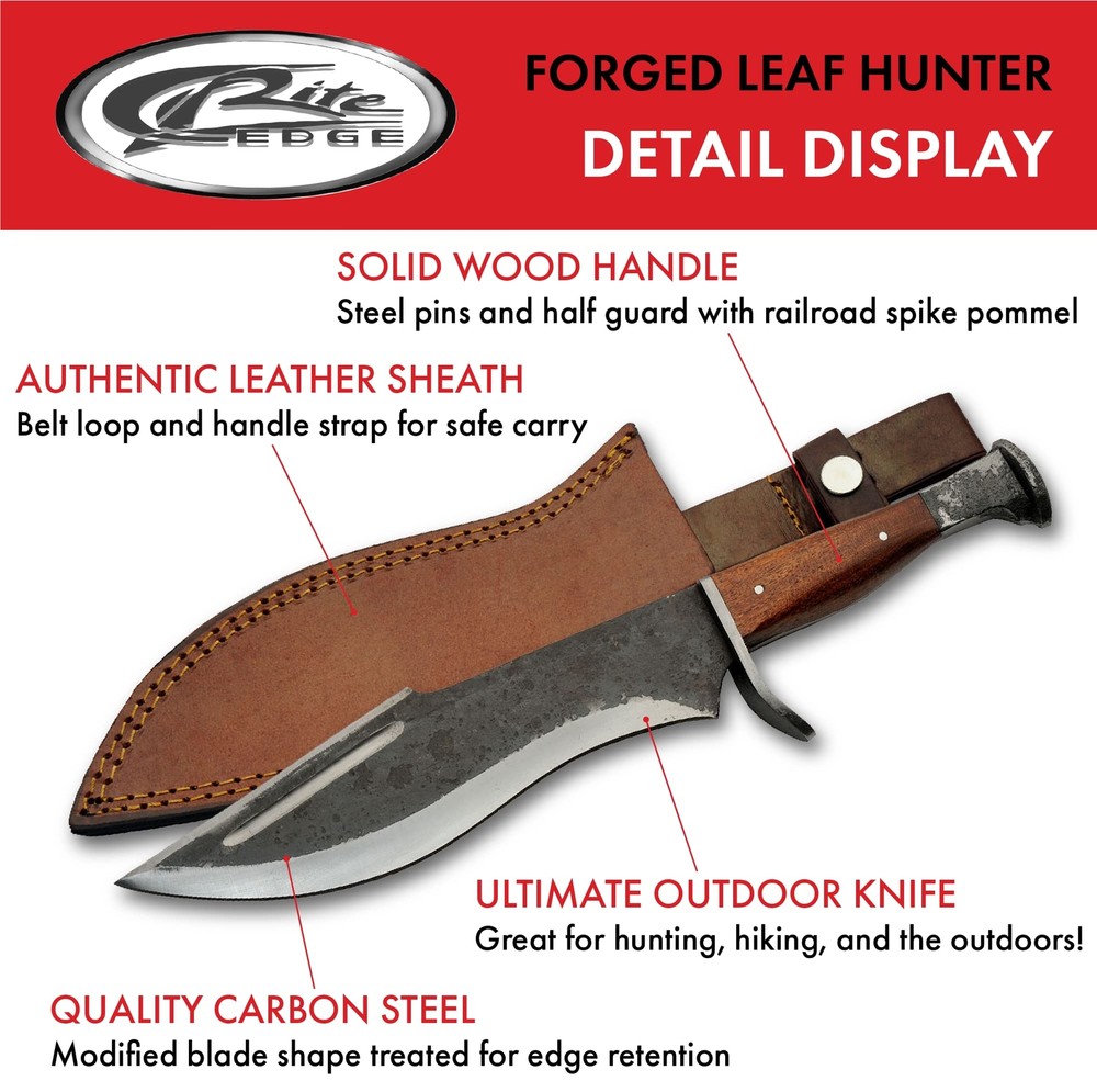 New Rite Edge Forged Leaf Hunter Fixed Blade Knife HS-7901
