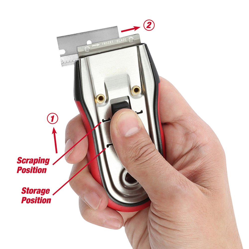 Stainless Steel Razor Scraper with Soft Grip Handle Retractable Blade Trimming