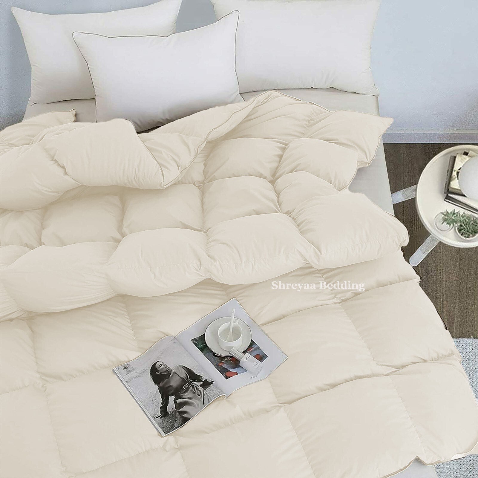 8 PCs Bedding Set (Comforter+Sheet Set+Duvet Set) 1000 TC 100% Cotton Ivory