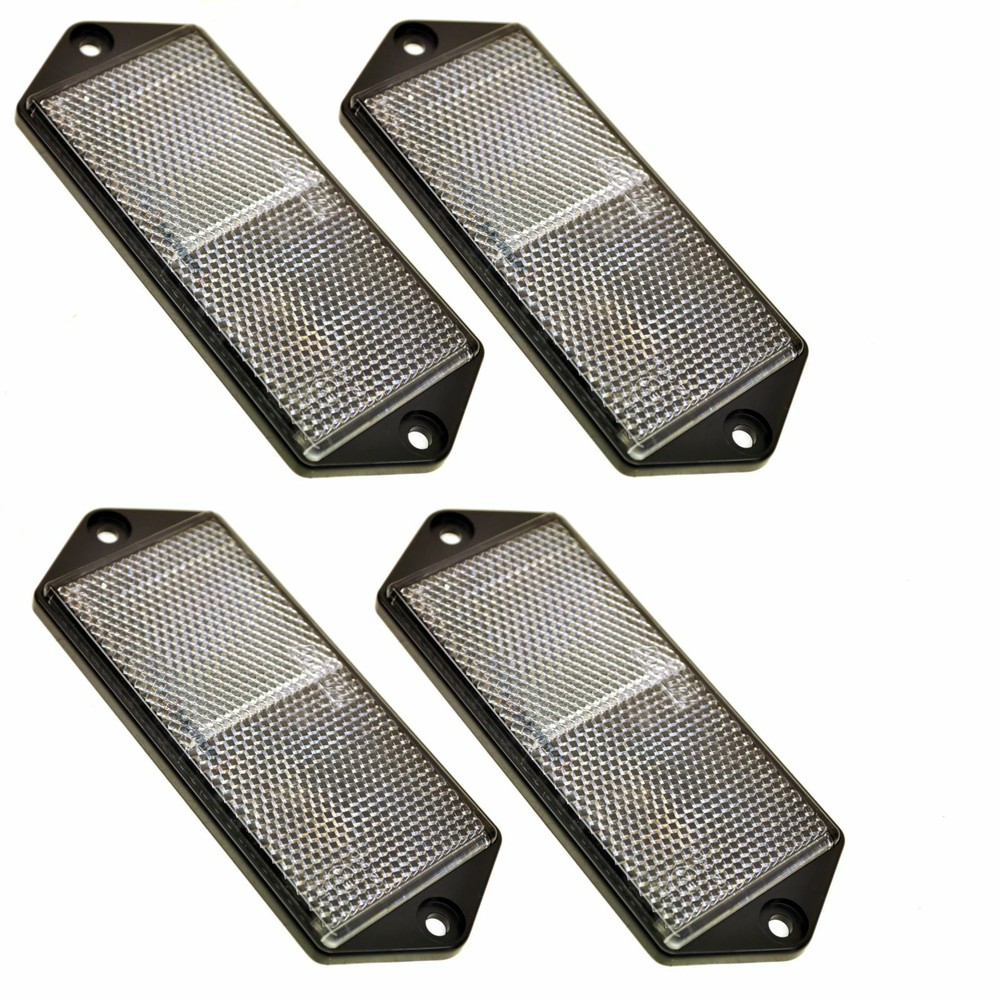 Clear Large Rectangular Front White Reflector Pack of 4 Trailer Fence Post TR07