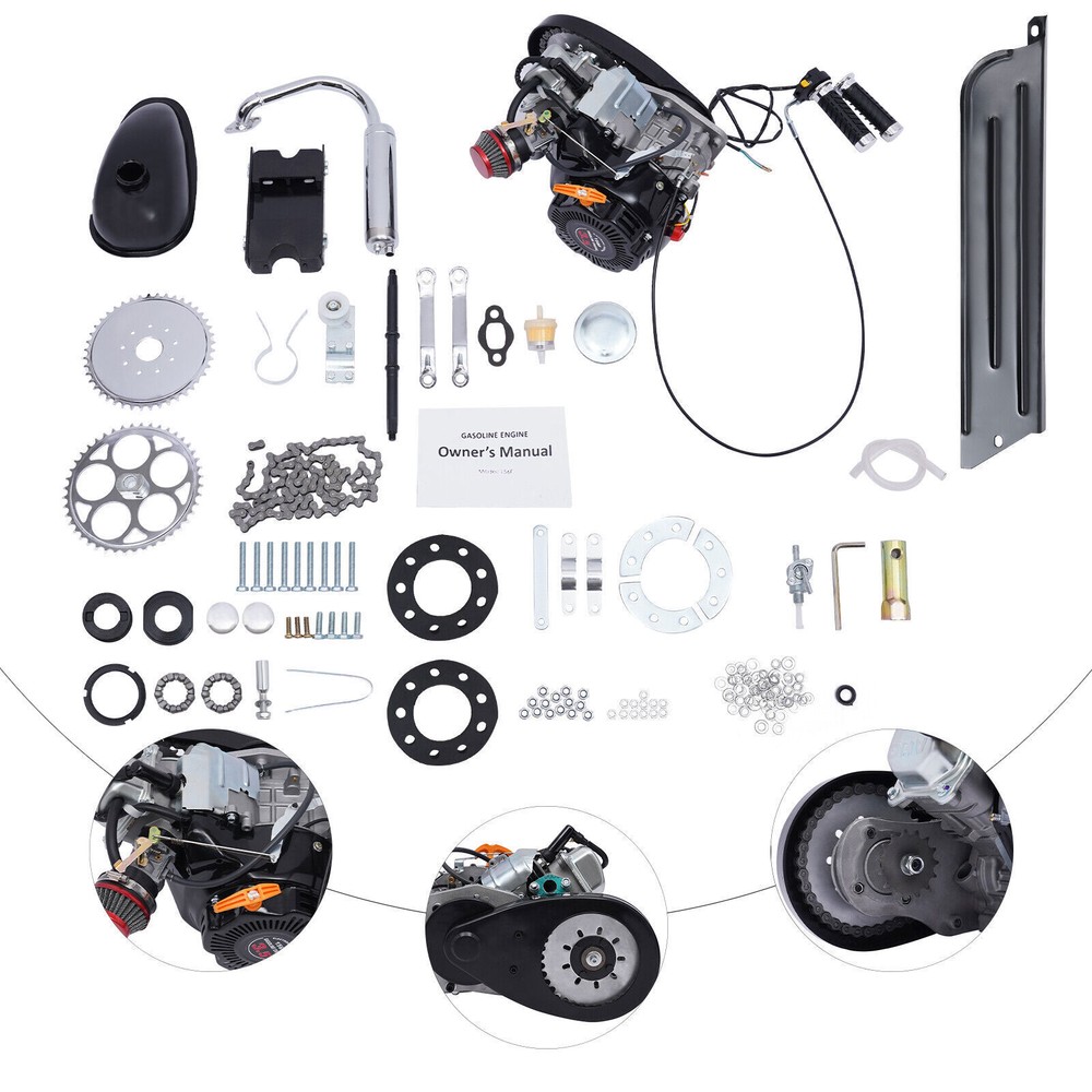 100cc 4-stroke Bicycle Engine Kit Set Gas Motorized Motor Bike Modified Engine