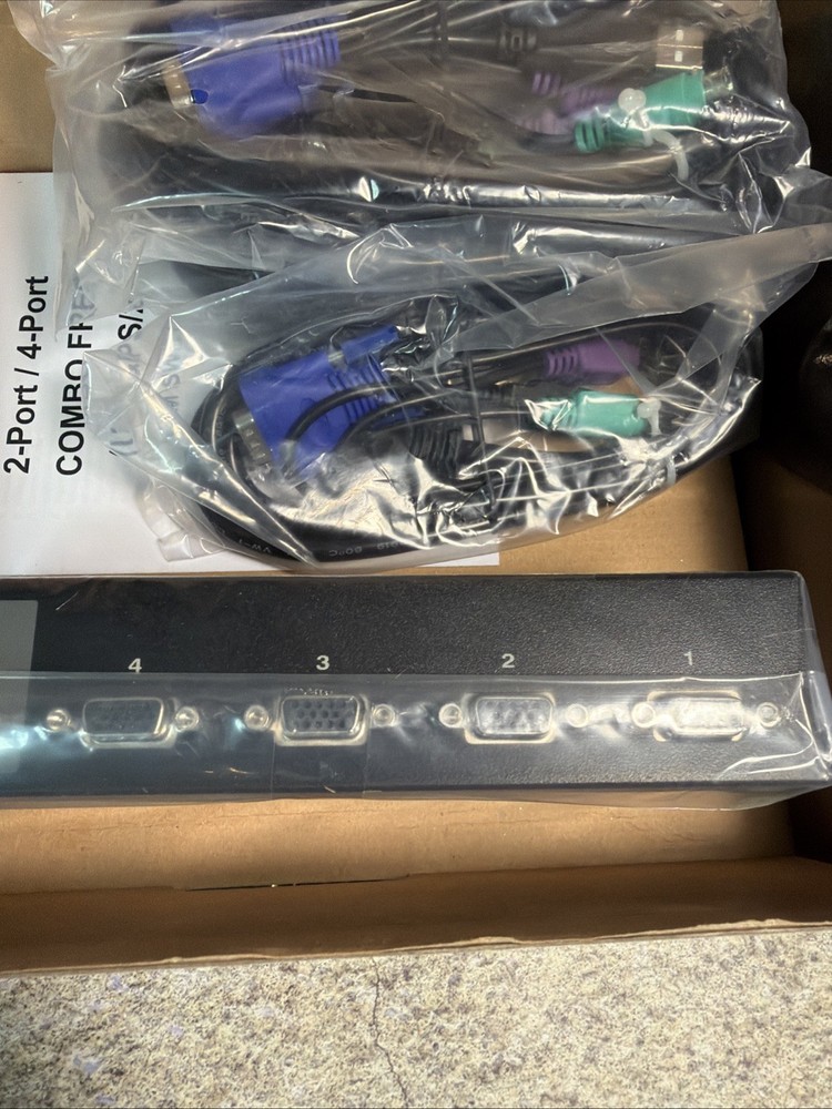 Monoprice 4Port USB PS2 Combo KVM Switch with Cables - NEW