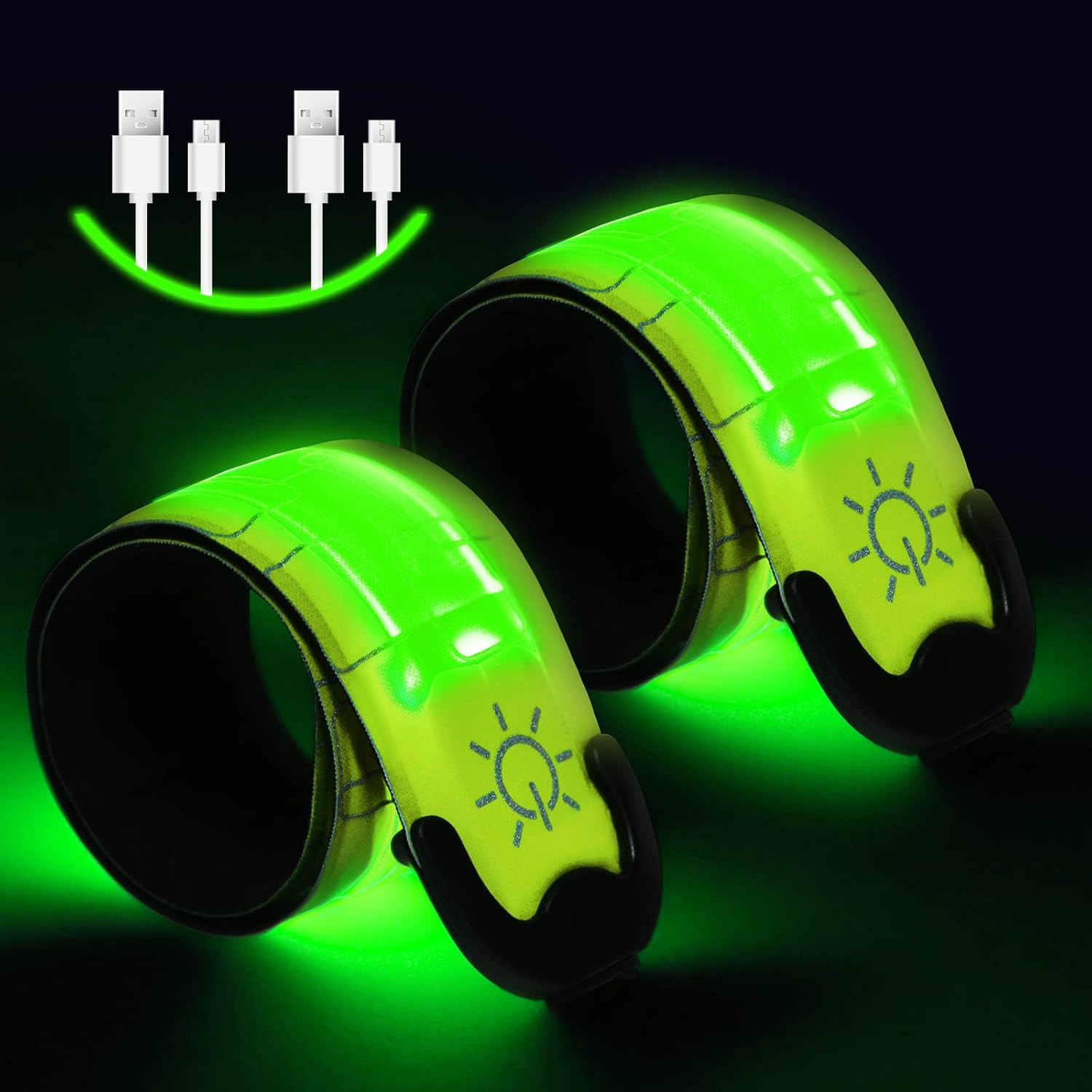 2Pack Rechargeable LED Armband High Visibility Running Lights for Night Safety