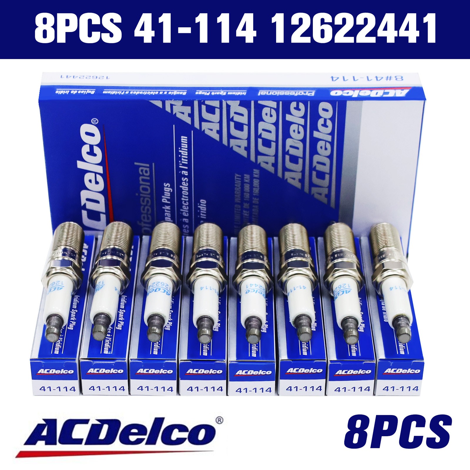 8set 41-114 Iridium Spark Plugs ACDELCO 12622441 Fit. for Cadillac Chevrolet GMC