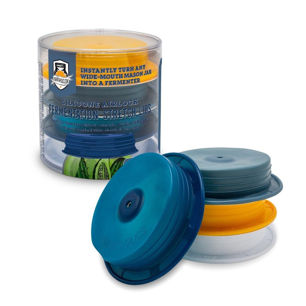 Fermentaholics Patented Silicone Fermentation Stretch Lids, 4 Pack
