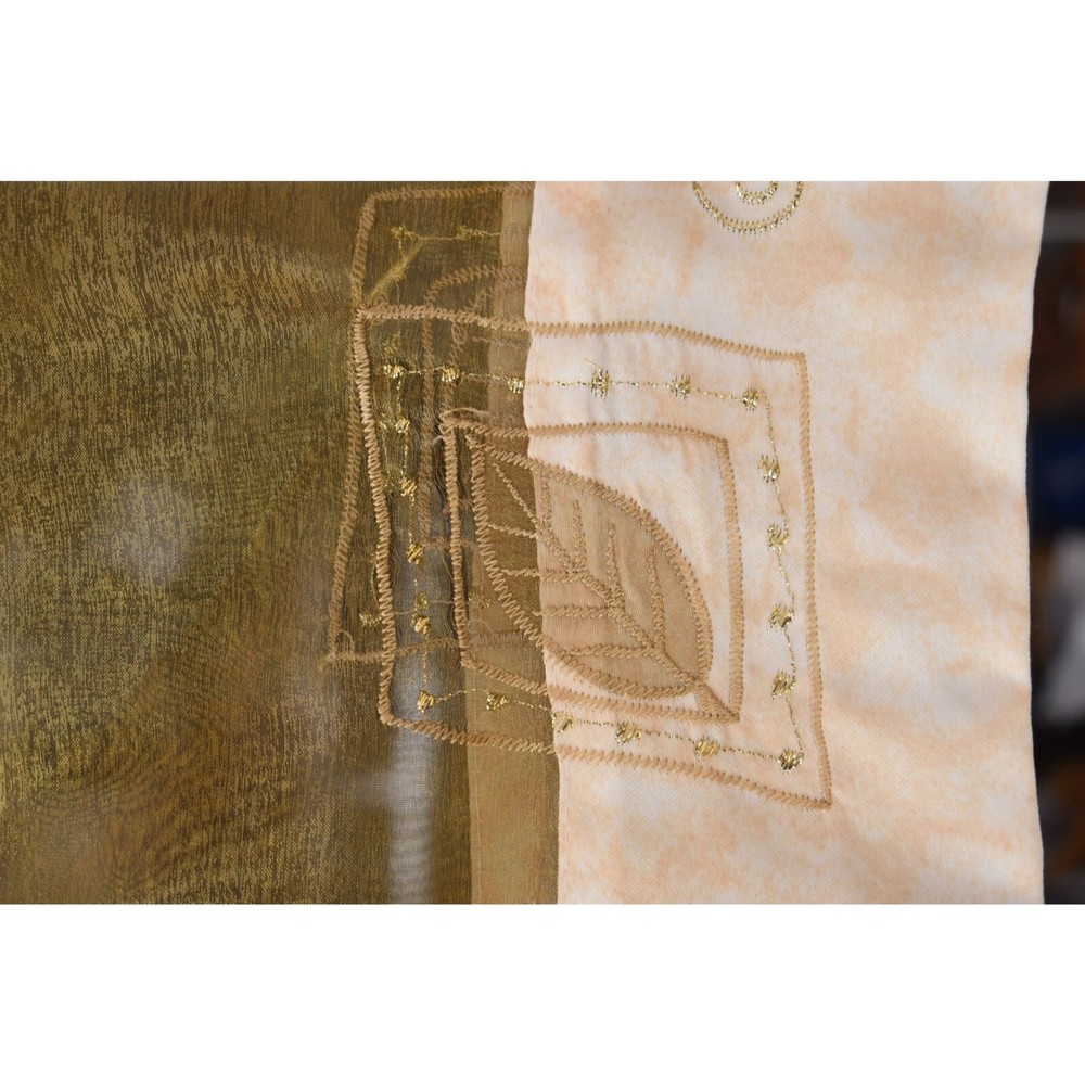 Satin Embroidered Gold Sheer Panel Runner 66x15