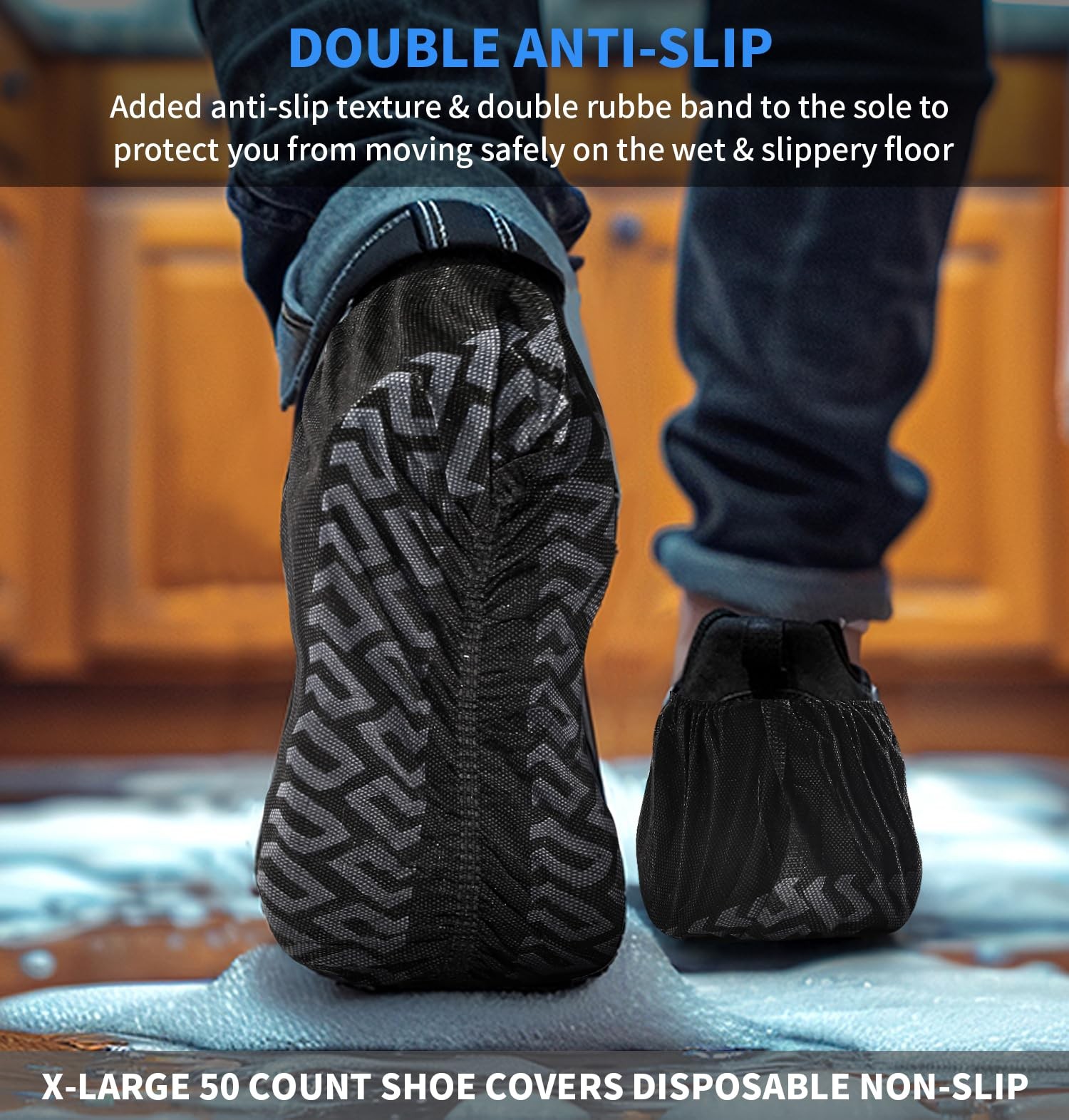 Shoe Covers Disposable Non Slip - 50 Pack (25 Pairs) X-Large Disposable Boot Cov