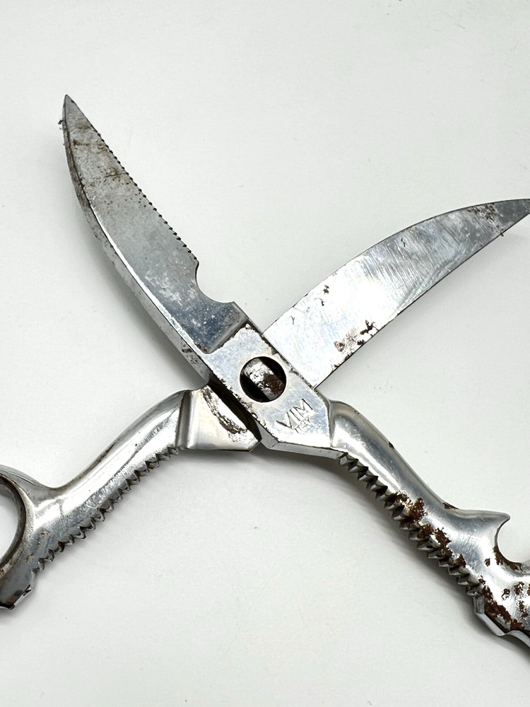 Vintage VIM Italy Curved Blade Kitchen Shears Scissors - Silver