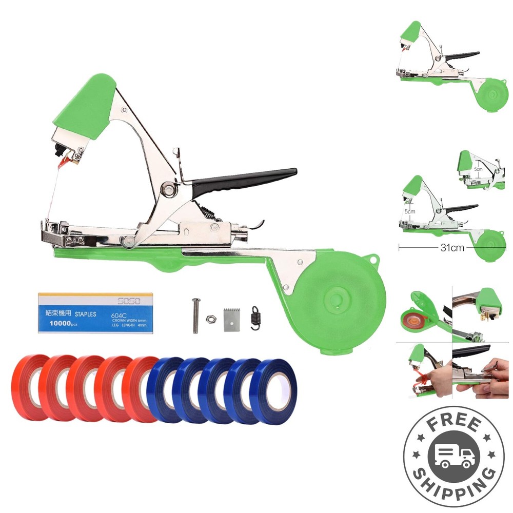 Efficient Plant Tying Machine Tool for Vegetables - 10 Tapes & Staples Included