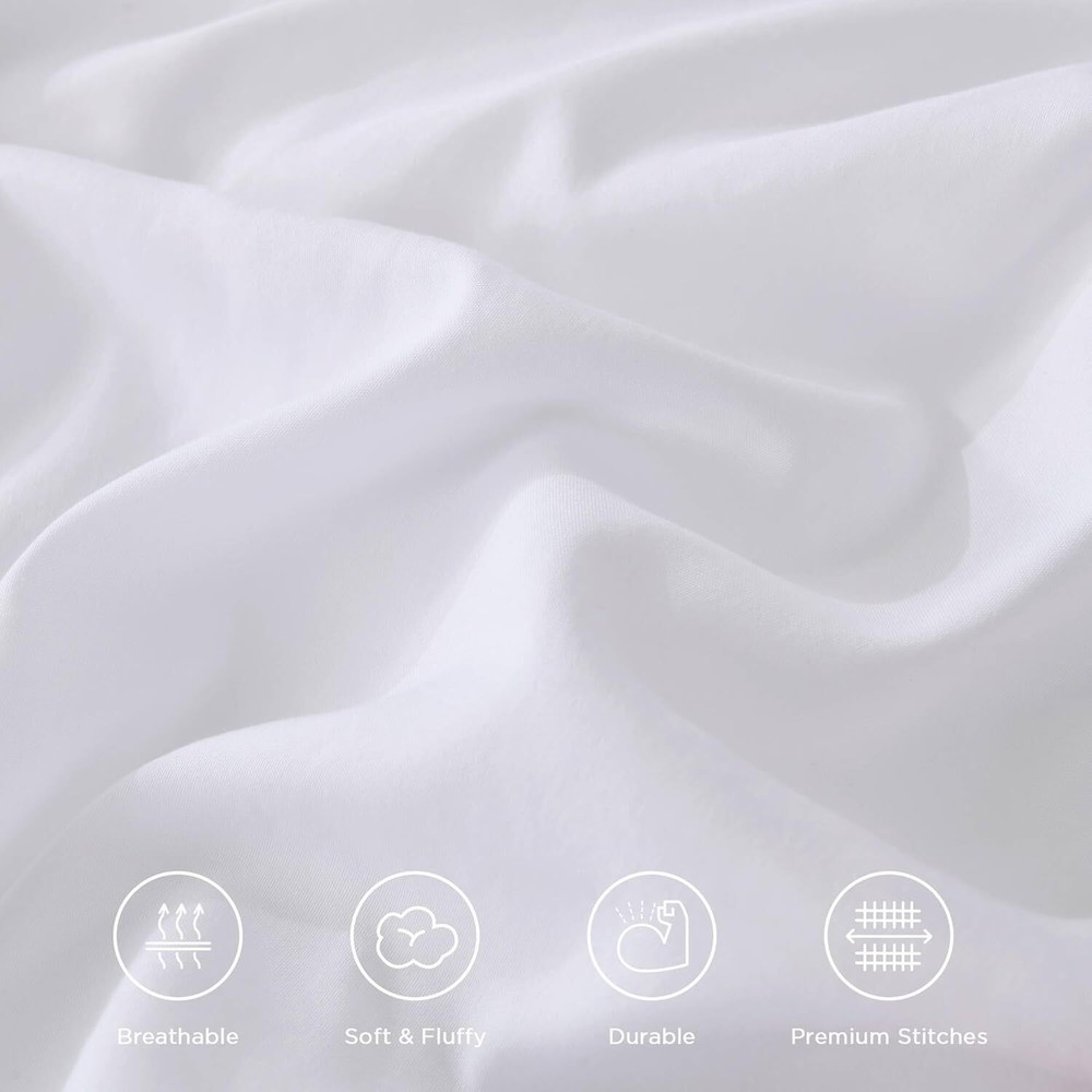 White Ruffle Comforter Full Set, 3 Piece Simple Bedding Comforter Set