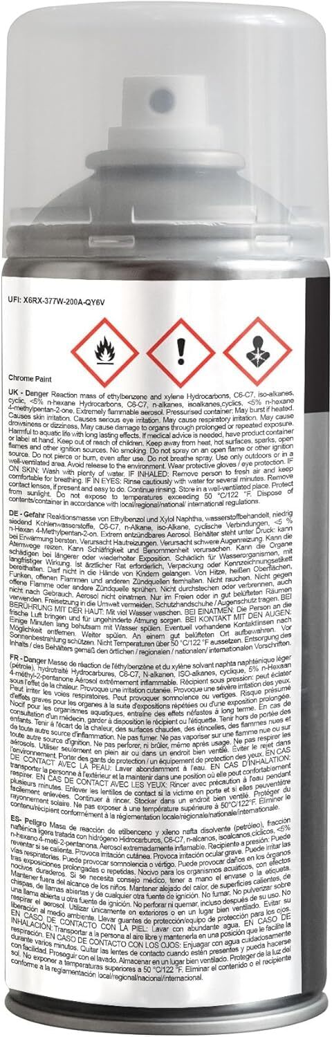 Chrome Spray Paint Smooth Chrome Finish - Multi Surface Paint Suitable For In...