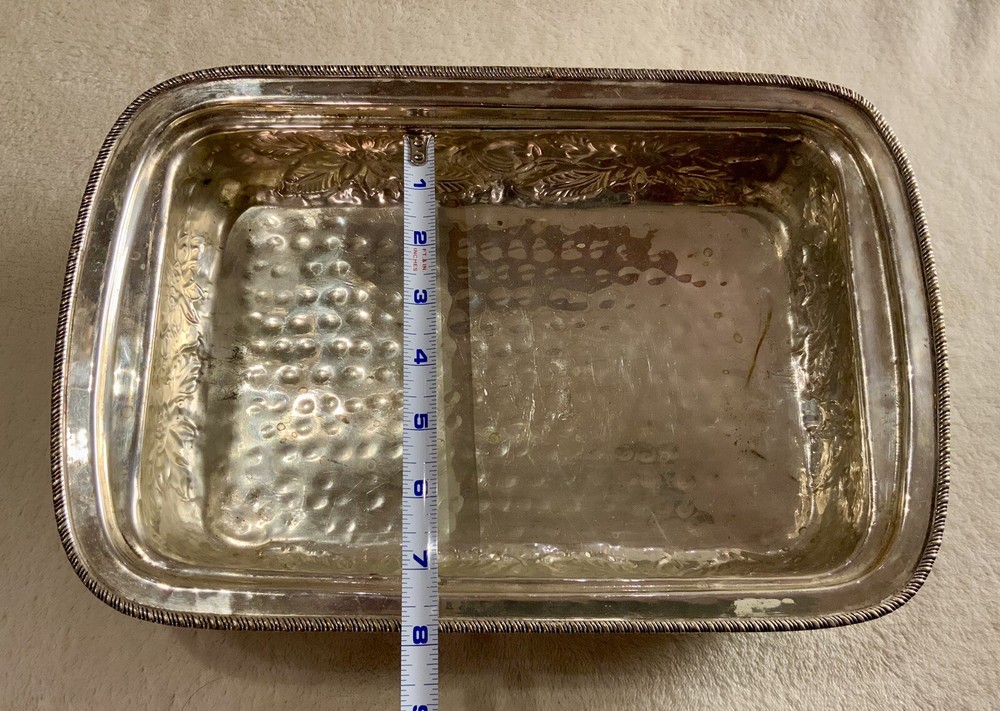 Ornate Silver Plated Footed Casserole-8.5” X 13”