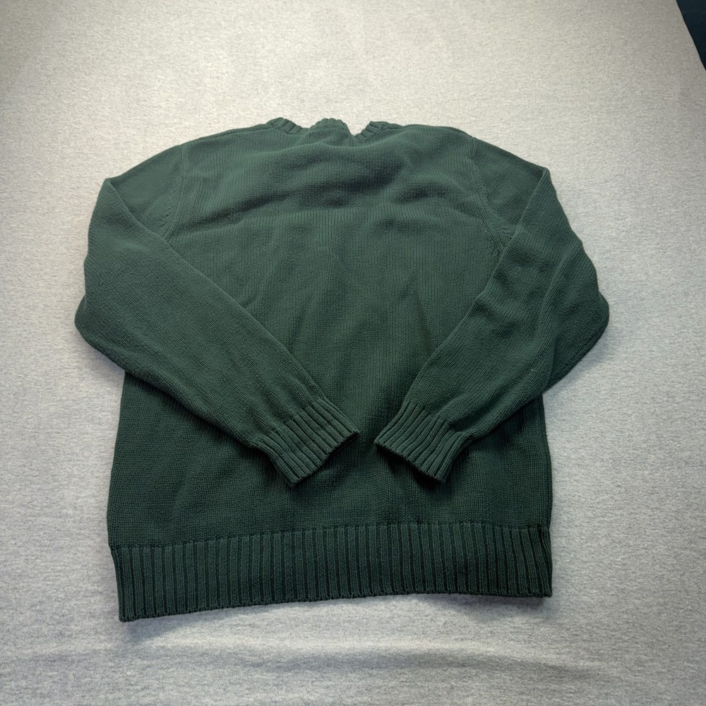 Chaps Men's Medium Green Cotton Crewneck Pullover Knit Logo