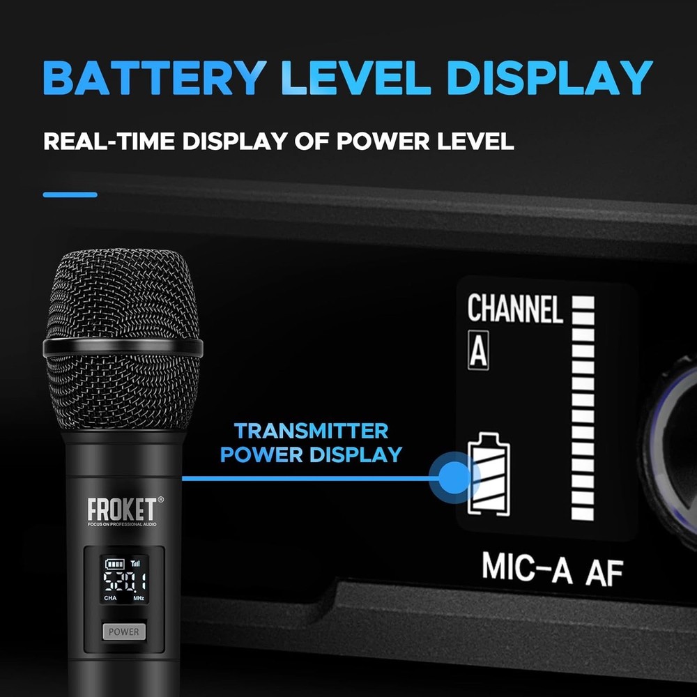 Handheld Wireless Microphone System - 260ft Range