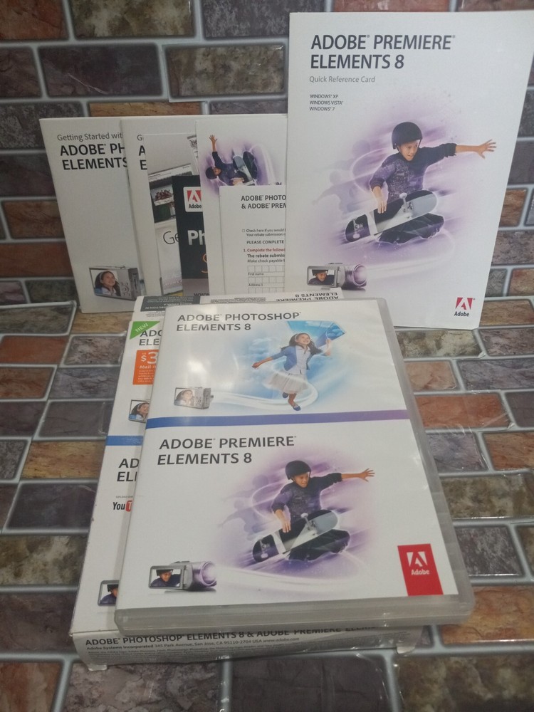 Genuine Original Adobe Photoshop Elements 8 and Premie Elements 8 NOB