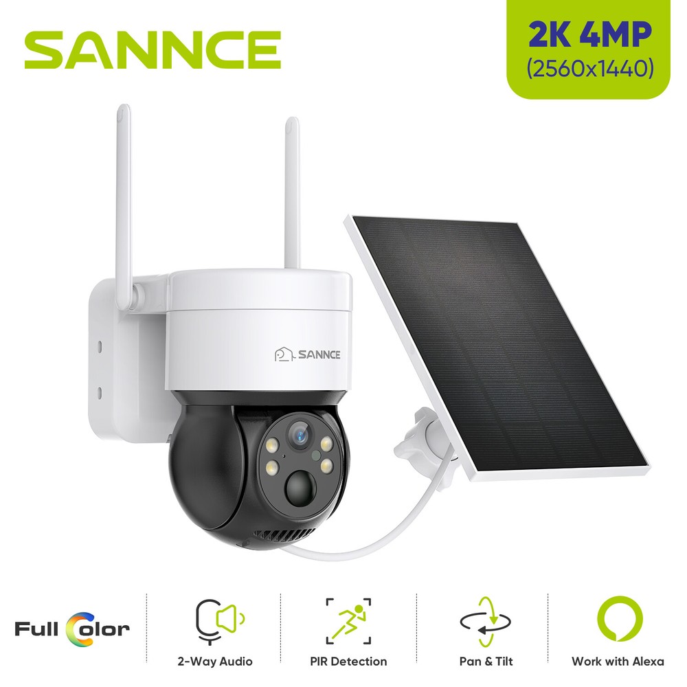 SANNCE 4MP Wireless PT Security Camera Solar Powered Two Way Audio Color Night