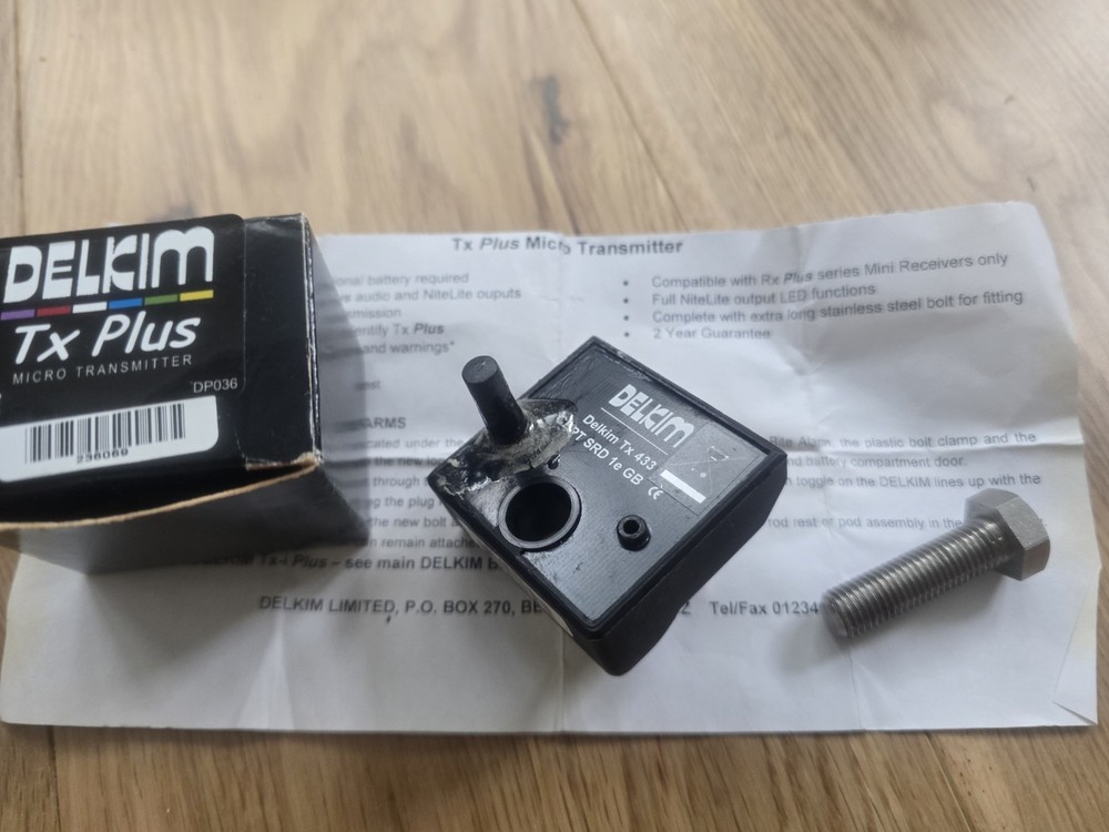Delkim TX plus micro transmitter for delkim plus and EV bite alarms.