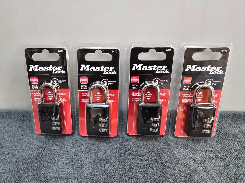 (4) Master Lock Luggage/Briefcase Padlock, Brass