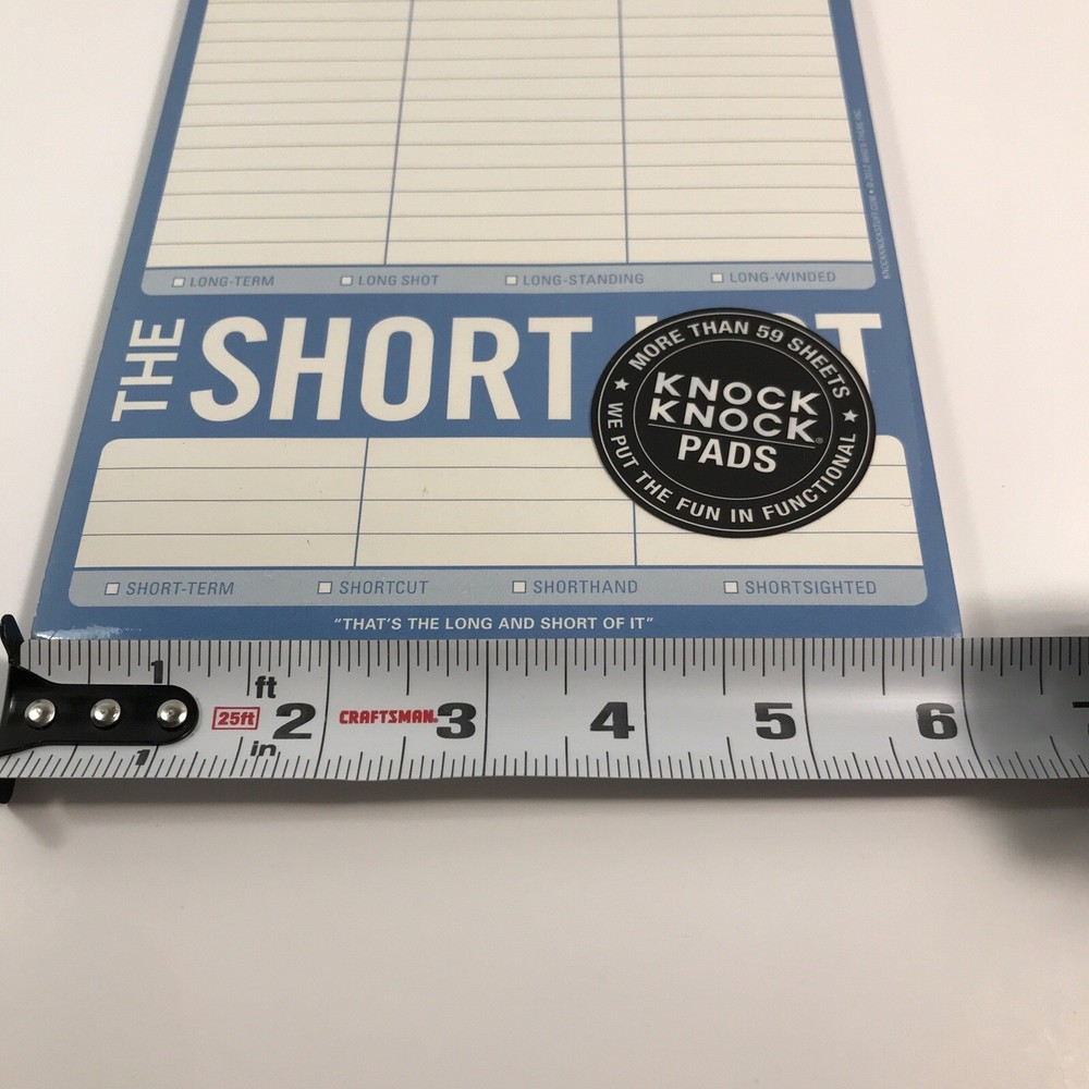 Knock Knock Long List Short List Note Pad, 6" x 9" Blue