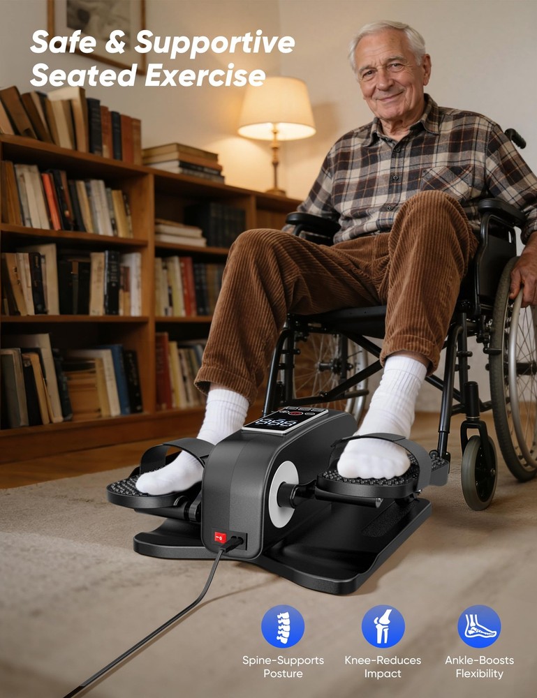 Under Desk Elliptical Machine, Seated Leg Exerciser for Seniors, Adjustable S...