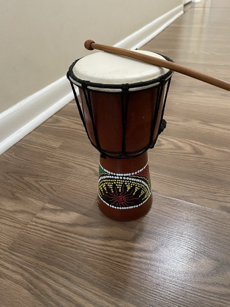 Hand Crafted Mini Wood Drum Hand Painted