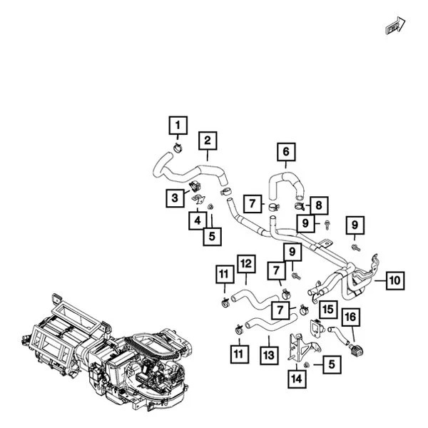 Mopar 68335327AA HVAC Heater Hose Assembly