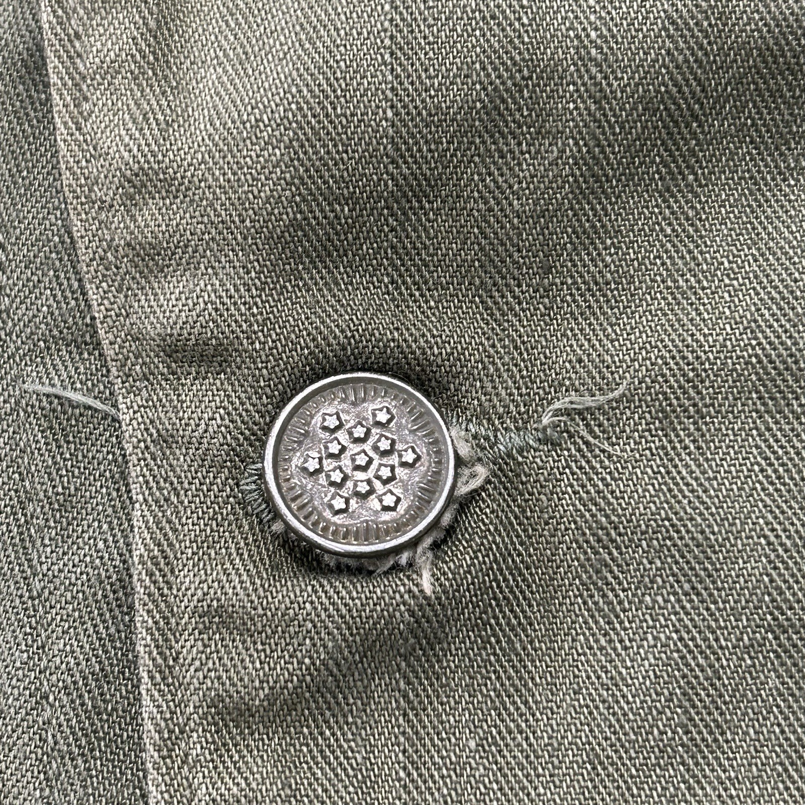 Vintage 1940s WW2 US Army HBT 13 Star Buttons Herringbone Coveralls Jumpsuit 34R